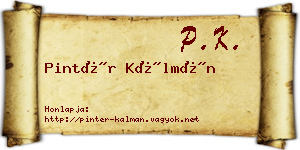 Pintér Kálmán névjegykártya